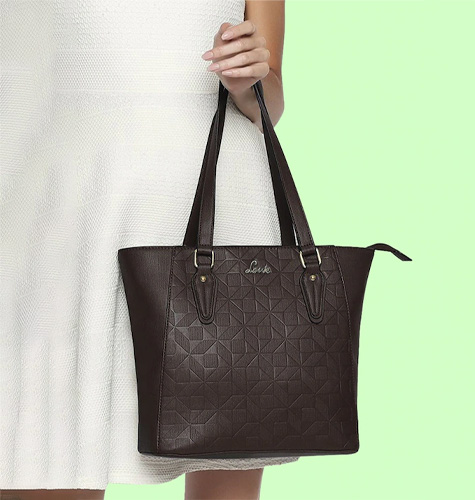 Zarya Brown Textured Medium Shoulder Handbag